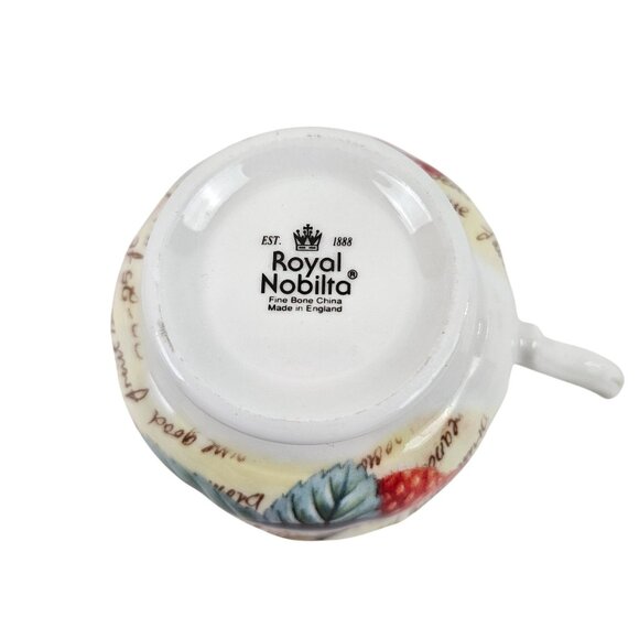 Royal Nobilta Fine Bone China Teacup Saucer Set Fruit Design England Vintage - Picture 9 of 9